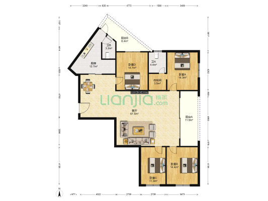 怡和大厦 4室1厅2卫 204平方
