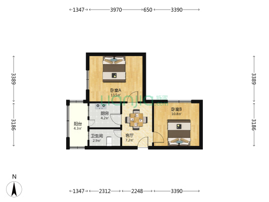 崇山教师村 2室1厅1卫 54平方