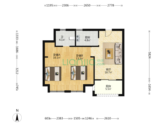 甬樾湾西区 2室1厅1卫 79平方