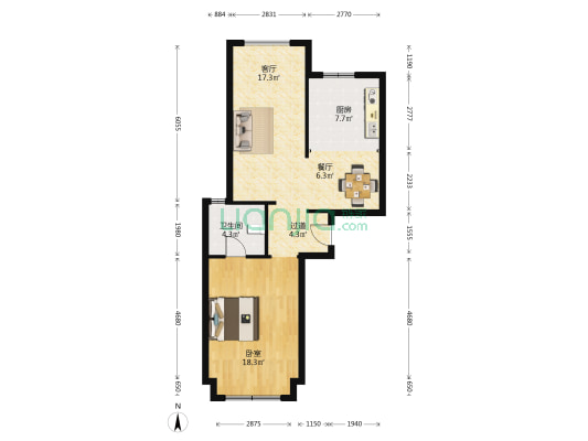龙湖景粼天序二期 1室2厅1卫 82平方