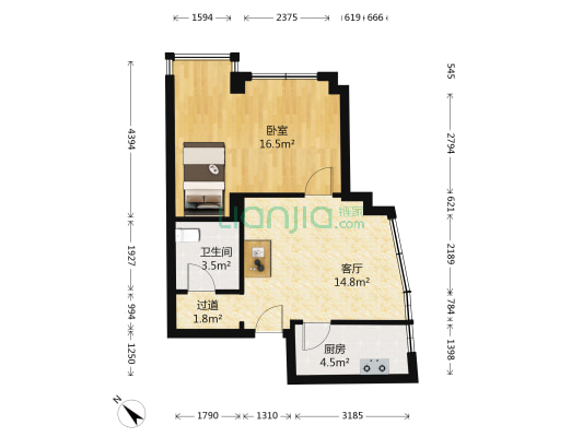 翔宇大厦 1室1厅1卫 68平方