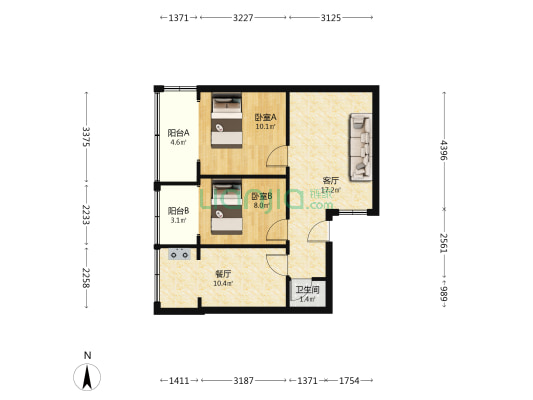 二环路东三段10号院 2室2厅1卫 62平方