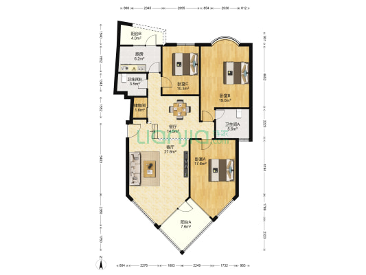 博雅庭韵 3室2厅2卫 147平方