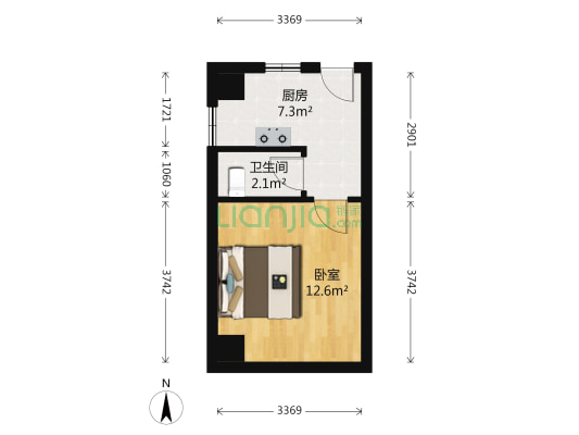 天帝山城 1室0厅1卫 27平方