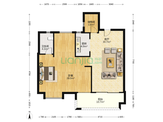 金科城 1室1厅1卫 122平方
