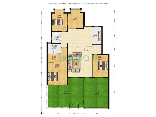 奥林匹克花园西区 4室1厅2卫 150平方