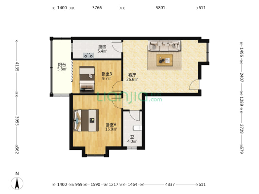 名雅豪庭 2室1厅1卫 81平方