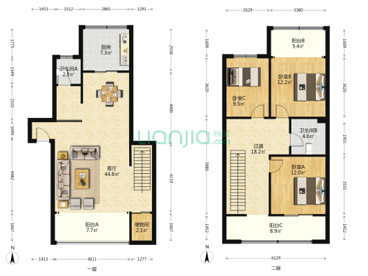 民安巷46号 3室1厅2卫 150平方