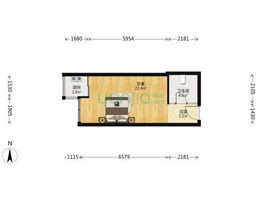 摩尔时代 1室0厅1卫 46平方