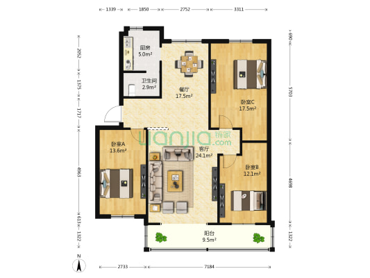 兴国南路58号 3室2厅1卫 116平方