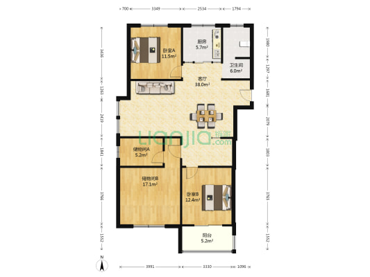 康欣花园 2室1厅1卫 139平方