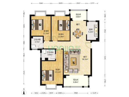 水城印象 3室1厅2卫 109平方