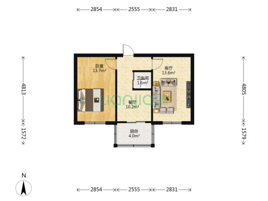 崇德 1室2厅1卫 111平方