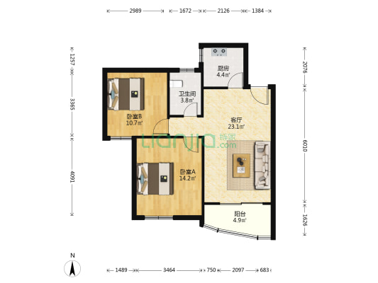福嘉园 2室1厅1卫 81平方