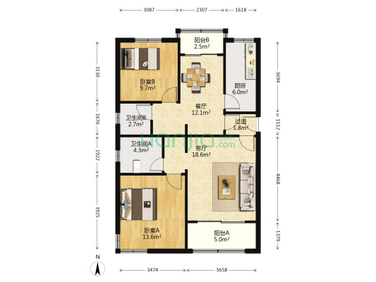 滨浦新苑九村 2室2厅2卫 104平方