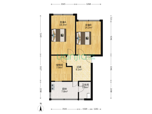 贵州省总工会综合楼 2室0厅1卫 65平方