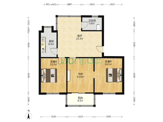 百花街 3室1厅1卫 96平方