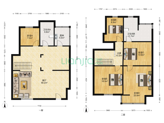 芳草地 5室1厅2卫 198平方