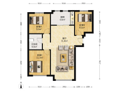 精装修 南北通透三居，户型方正。高楼层，采光好-涿州鸿坤理想湾北区户型图