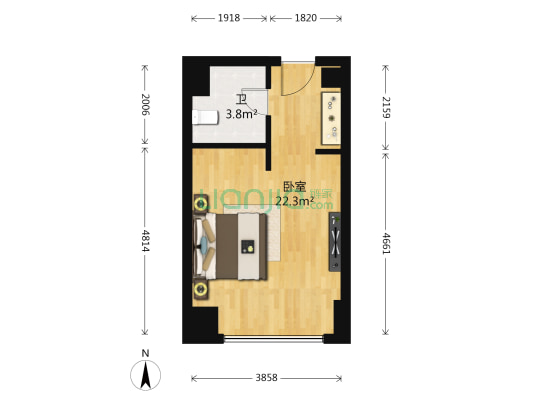 南桥视窗 1室0厅1卫 37平方