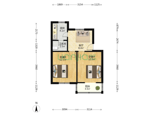 嘉丝新村 2室1厅1卫 57平方
