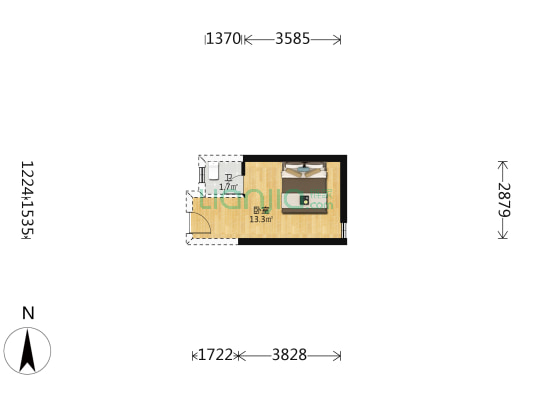 方家胡同 1室0厅1卫 14平方