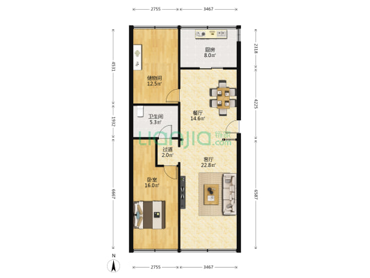 建设厅家属院（静宁路） 1室2厅1卫 110平方