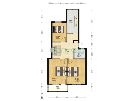 师大附中马厂后街单位宿舍 3室1厅1卫 80平方