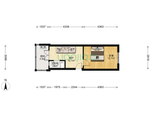 祥顺社区 1室1厅1卫 38平方