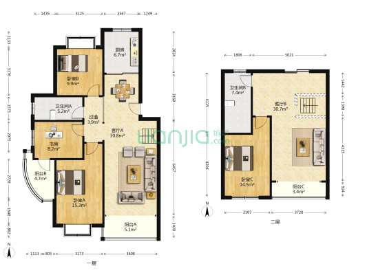 香榭水岸二期 4室2厅2卫 104平方
