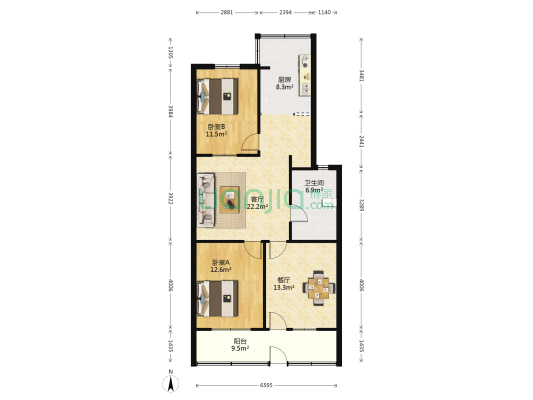 石油公司小区 2室2厅1卫 97平方