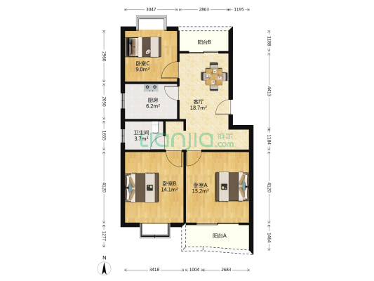 源城锦翠苑 3室1厅1卫 89平方