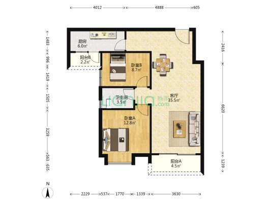 宝盈花园 2室1厅1卫 91平方