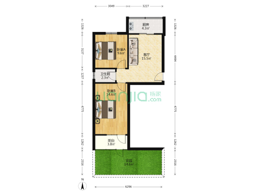 七七一所小区 2室1厅1卫 64平方