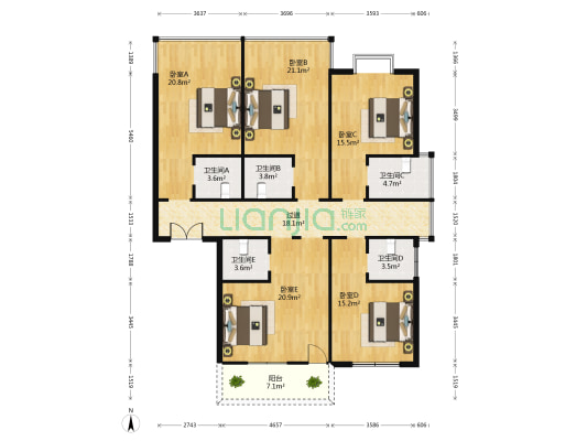 龙翔大道 5室0厅5卫 170平方