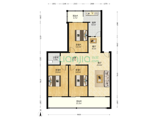 省工商局家属院 3室2厅1卫 117平方
