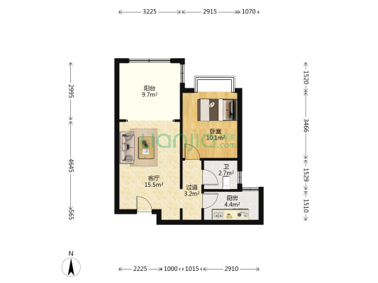 高升金典 1室1厅1卫 63平方