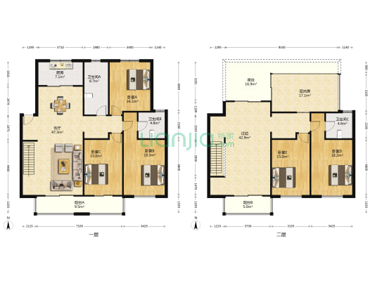 长江城市花园 5室1厅3卫 250平方