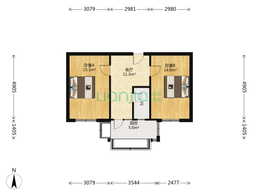 无线电三厂宿舍 2室1厅1卫 62平方