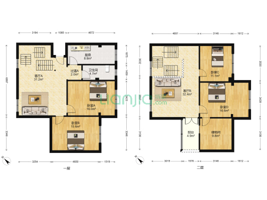 王府商业街106号 4室2厅1卫 158平方