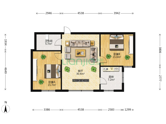 武城新时代广场 2室1厅1卫 98平方
