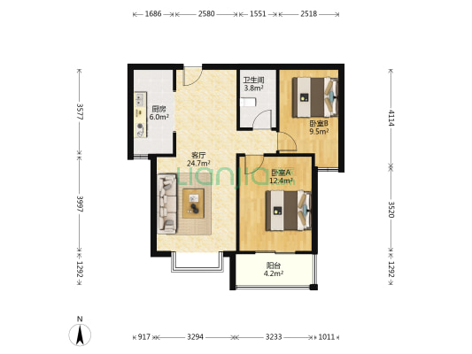 涿州高速G4口 范阳路名流美域 70年住宅-户型图