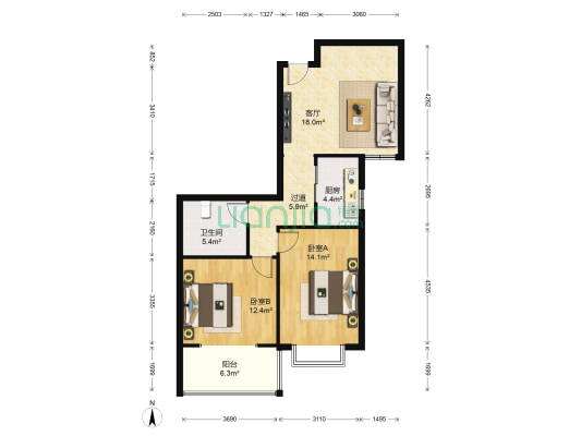 EE康城 2室1厅1卫 89平方
