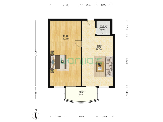 丹阳科技 1室1厅1卫 91平方