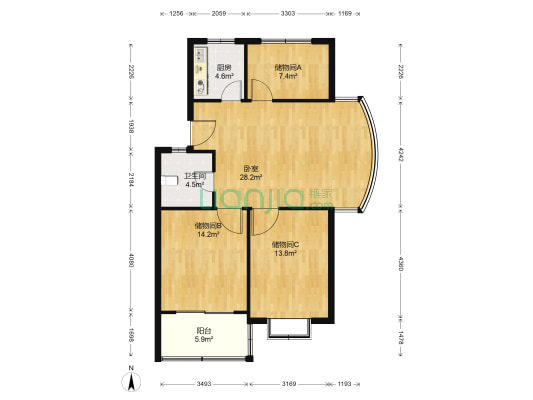 夏驾园富苑 1室0厅1卫 95平方