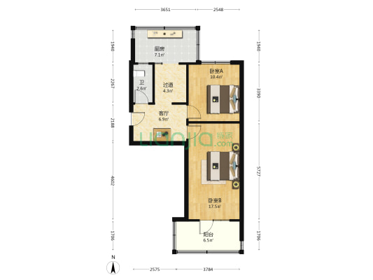 电大西街40号院 2室1厅1卫 58平方