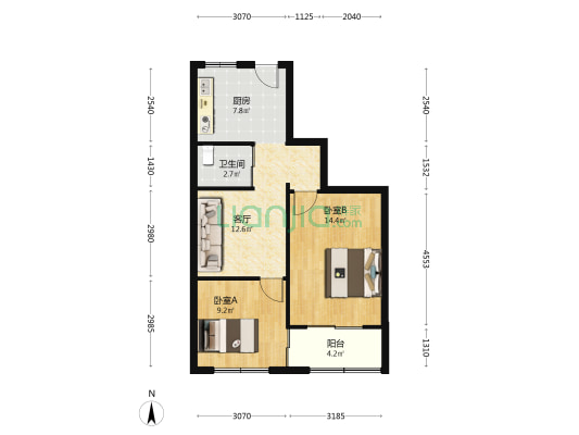 珍珠大楼 2室1厅1卫 62平方