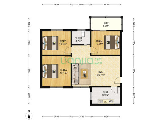 金鑫综合楼 3室1厅1卫 88平方
