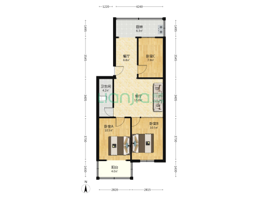 成套局宿舍 3室2厅1卫 79平方
