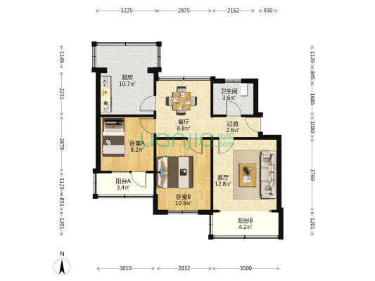 计生委家属楼 2室2厅1卫 78平方